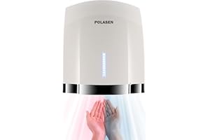 POLASEN Hand Dryer for Home Bathroom White ABS Cover Noise Reduction Easy Installation Plug in for Household