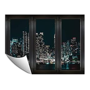Wall Paper Small Wall Mural City at Night Wall Art Removable Wall Decoration for Bedroom Living Room - 24x32 inches