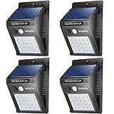 20 LED Solar Lights Outdoor,LivEditor Waterproof Solar Powered Motion Sensor Light Wireless Security Lights Outside Wall Lamp for Driveway Patio Garden Path - 4 Pack