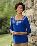 National UltraSofts Embroidered Square Neck Top