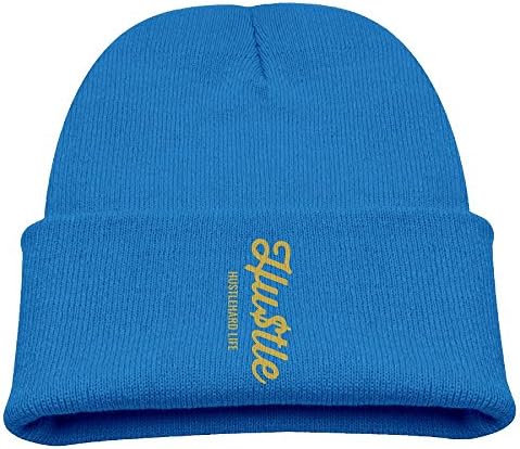 Hinanqugu Children Hustle Unisex Winter Warm Knit Hat Cute Soft Stretch Lined Beanie Cap Royalblue
