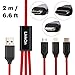 LinkOn Multi Charging USB Cable 2m/6.6ft/6ft Universal Cord 3 in 1 Type C,Micro and Phone Compatible Multiple Plugs All Device Ports,Android(Red)