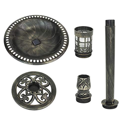 Sun-Ray 811010 Beacon Point Bird Bath with LED Solar Powered Light, for Garden, Lawn, Outdoor - Brushed Bronze, 30" - Thumbnail 5