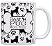 ThisWear Dog Owner Gifts Best Pug Mom Ever Paw Pattern Gift 11oz Ceramic Coffee Mug with Handle Bone Pattern