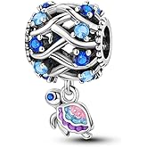 CYCUFF 925 Sterling Silver Charms Suitable for Bracelets Charms Beads, Charm Necklaces Jewellery Gift for Women Family Friends (Sea Wave Turtle Beads)