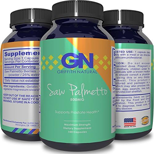 Natural Saw Palmetto Capsules Promotes Healthy Prostate – Promotes Bladder Control and Stops Frequent Urination – Fights Hair Loss by Reducing DHT for Thicker Hair – 500mg Easy To Swallow Capsules