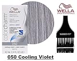 Wella COLOR CHARM PERMANENT Liquid Haircolor Dye (w/Sleek Tint Brush) Excellent Gray Coverage, Floral Fragrance, 1:2 Mix Ratio Hair Color (050 Cooling Violet #50)