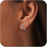 Tasiso Gold Earrings for Women,14K Gold Crossing Stud Earrings Dainty Earrings Simple Minimalist Gold Earrings Hypoallergenic Earring for Women Trendy Fashion Jewelry Gifts