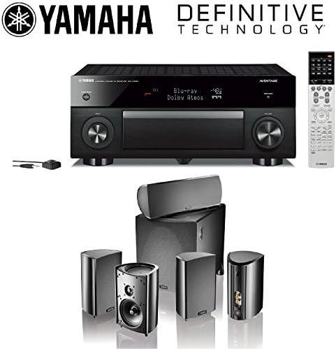 Yamaha RX-A1060BL 7.2 Channel Network AV Receiver + Definitive Technology Pro Cinema 800 System Black Bundle Leather Bound