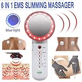 Fat Remover Machine Carer 6 in 1 EMS Sliming Massager for Stomach Arm Leg Weight Loss Machine with EMS Pads Beauty Device Blue Red Light Ion Massager (White)