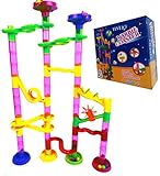 Marble Run Coaster 55 Big Elements Kit. 40 Building Blocks+15 Plastic Marbles.110 Tracks Length Genius Fun Set Learning Railway Construction. Classic DIY Toy for Family