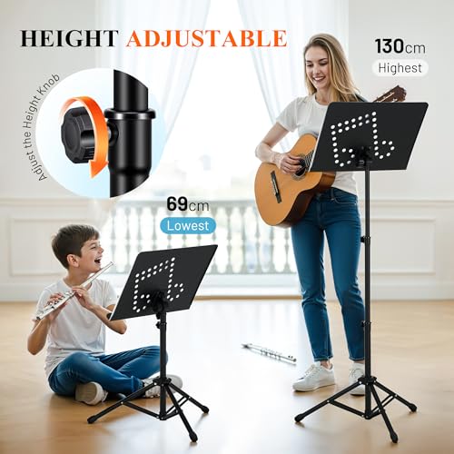 CAHAYA 2-in-1 Music Stand - Foldable and Adjustable with Carry Bag - Robust Design - Patented Model