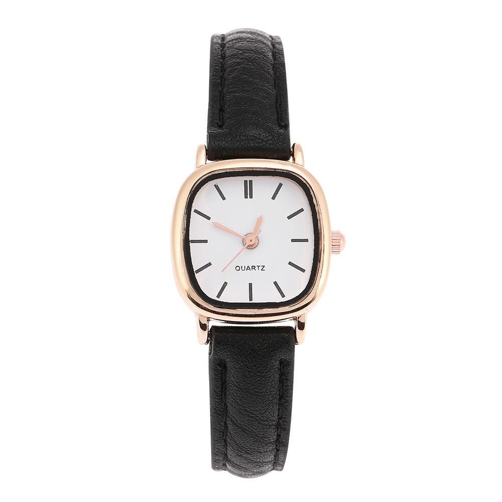 Women's Watch, 4 Types Women's Quartz Analogue PU Alloy Case Wrist Watch (White Dial Black Strap)