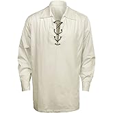 SOLOTIMES Men’s Scottish Jacobite Ghillie Kilt Highland Shirt Long Sleeve Lace Up Medieval Renaissance Pirate Costume