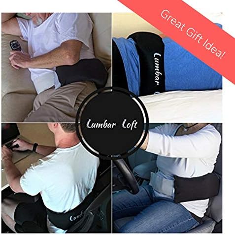 Lumbar Loft Inflatable Travel Back Support Pillow with Elastic Belt