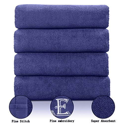 LITTLE JOY Bath Towels Set Extra Large 100% Cotton Highly Absorbent Super Soft Bathroom Towels Sets (Blue, Set of 4)
