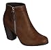 RENEEZE BABA-02 STACKED HEEL ZIPPER ANKLE BOOTIES - BROWN