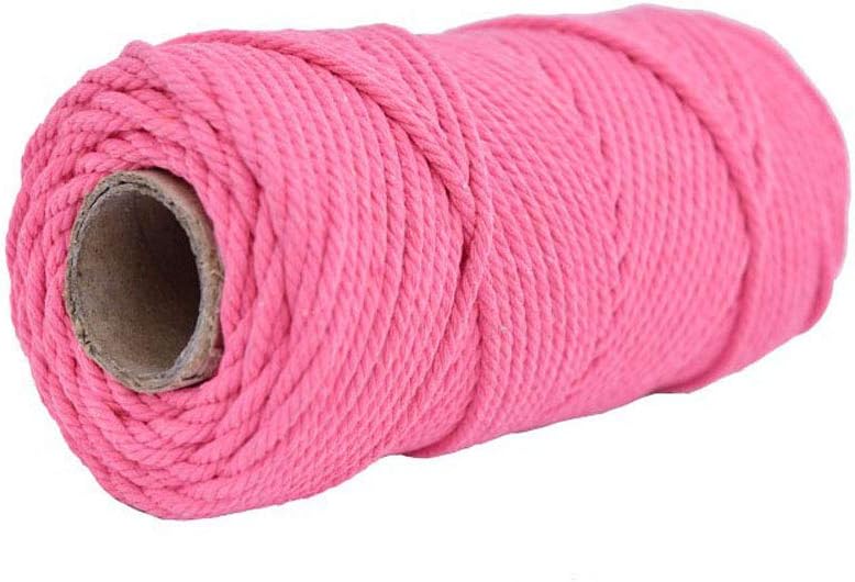 Macrame Cord,Natural Cotton Macrame Rope,4mm×100m(About 109yard) Deep Pink Cord Rope for Macrame,Wall Hanging,Plant Hanger,DIY Craft Making,Knitting