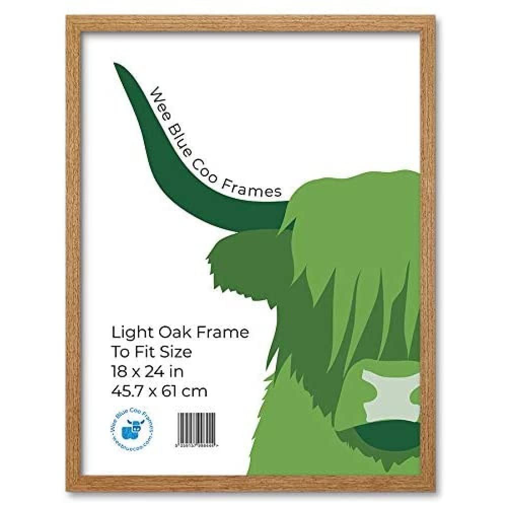 18x24 Light Oak Wooden Picture Frame 18 x 24 Inch (45.7 x 61 cm) Acrylic Safety 'Glass' Photo Frame