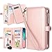 Harryshell Galaxy S10 Plus Wallet Case, Detachable PU Leather 11 Card Slots Mirror Zipper Wallet Flip Protective Case Cover Wrist Strap for Samsung Galaxy S10 Plus (Rose Gold)
