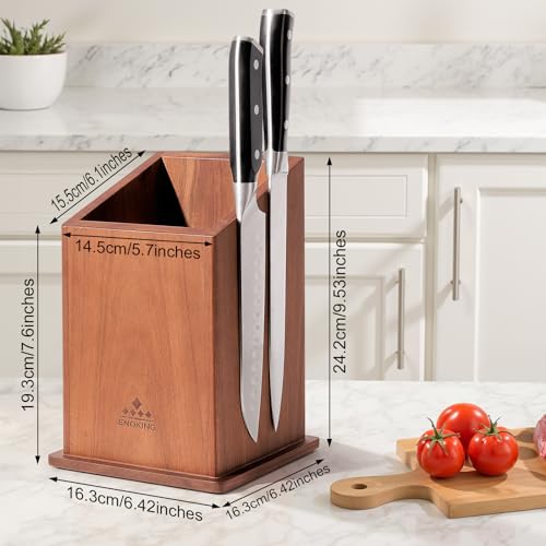 ENOKING Magnetic Kitchen Knife Holder, Acacia Wood Kitchen Knife Holder, Extra Large Kitchen Utensil Holder for Knives and Kitchen Utensils
