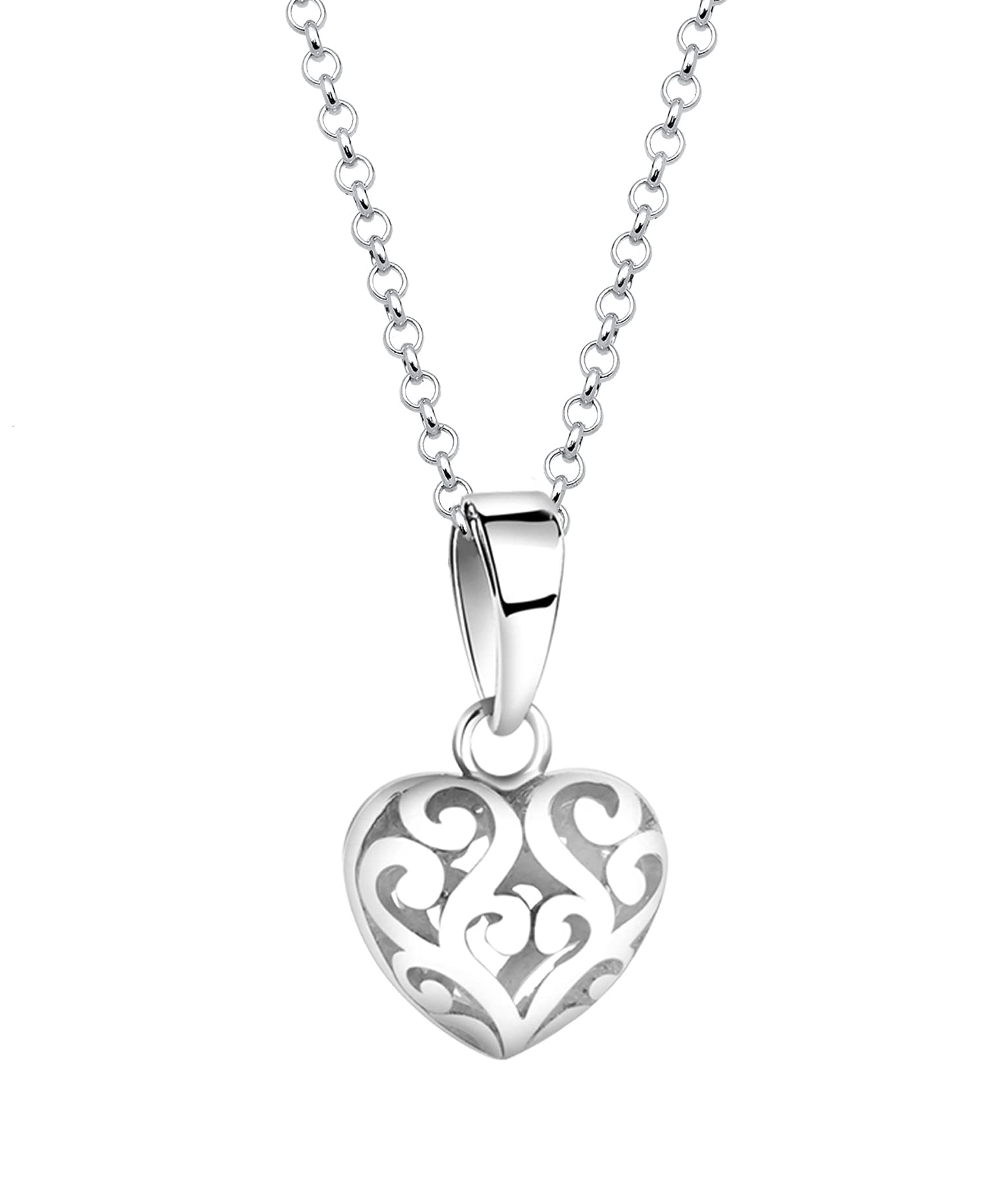 Nenalina Women´s Necklace with Heart Pendant, Length 45 cm, Handmade from 925 Sterling Silver, 341081