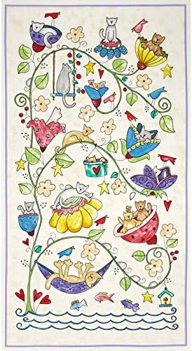 Cat Fabric - Happy Catz Panel - 100% Cotton - By the Panel