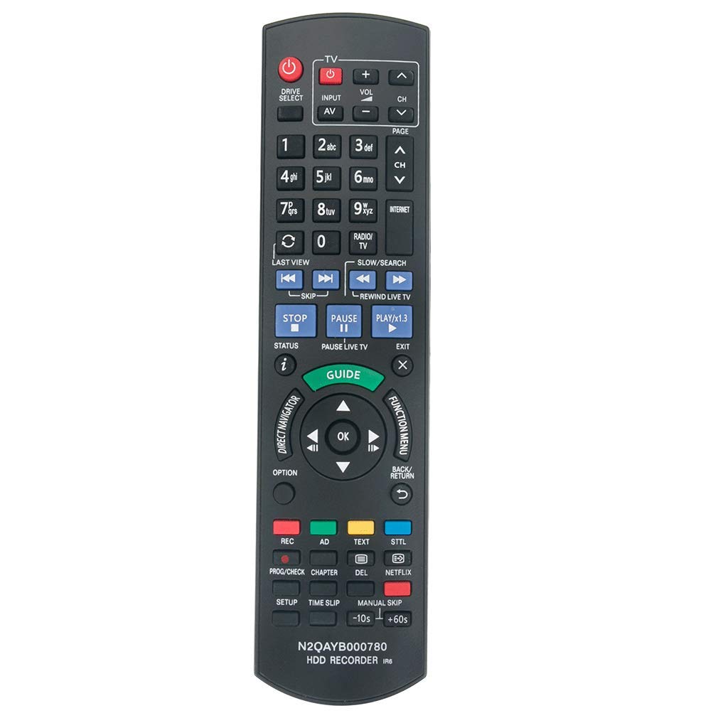 VINABTY N2QAYB000780 Remote Control Replacement Fits for Panasonic HDD DVD IR6 Recorder DMR-HW120EBK DMR-HWT230EB DMR-HWT130EB DMR-PWT500EC DMR-PWT530EB DMR-HWT130