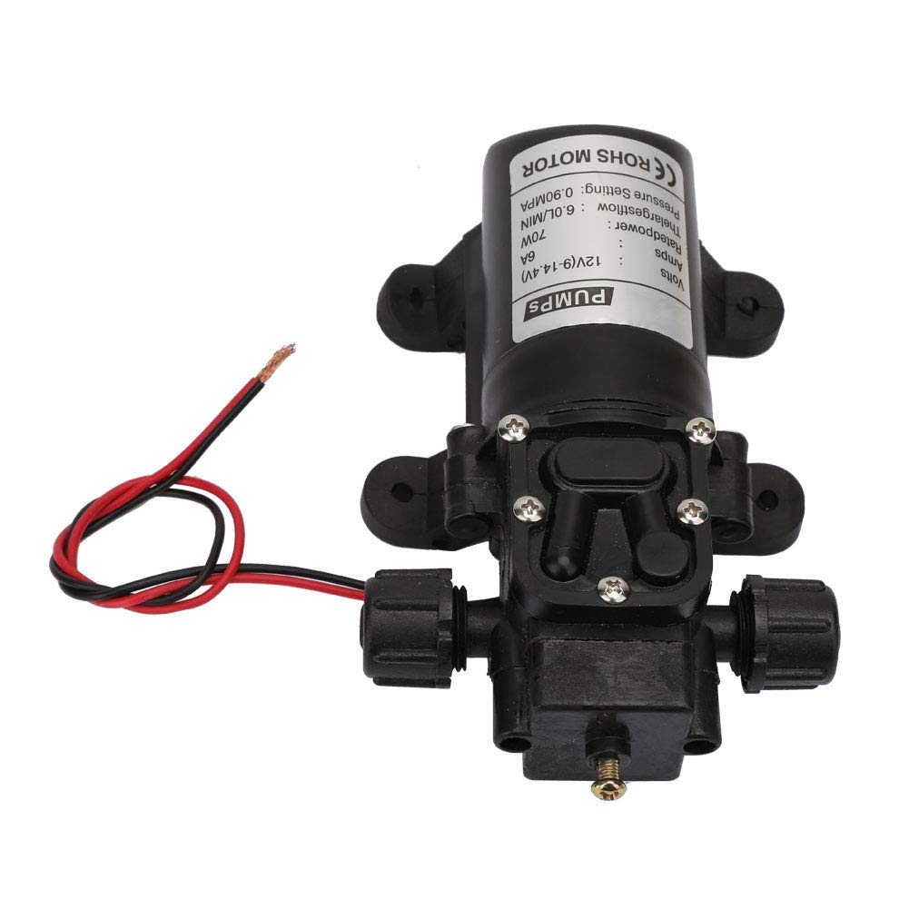 Photo 1 of , DC 12V 70W 6L/Min Electric High Pressure Pump Plastic Self Priming Sprayer Pump Two Side Thread Diaphragm Pump for Garden Motorhome Car