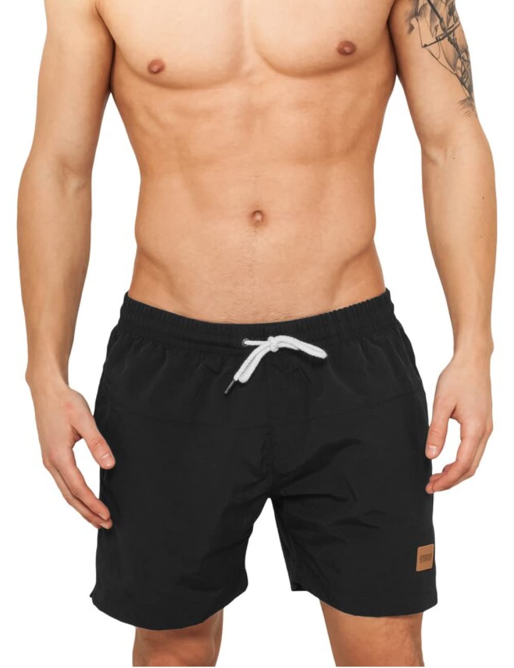 Urban Classics Men's Block Swim Shorts Trunks, Blk/Blk, S