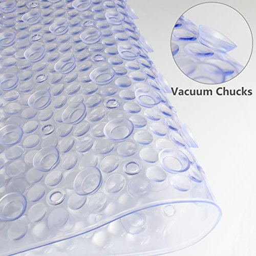 Bligli Bath, Shower, and Tub Mat, Antibacterial, BPA, Latex, and Phthalate Free, Long Enough, Machine Washable, Highest Quality Materials (Clear: Rectangle 15.35\'\' x 27.17\'\')