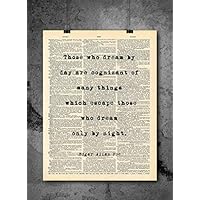 Edgar Allan Poe - Cognizant Quote Vintage Art - Authentic Upcycled Dictionary Art Print - Home or Office Decor - Inspirational And Motivational Quote Art