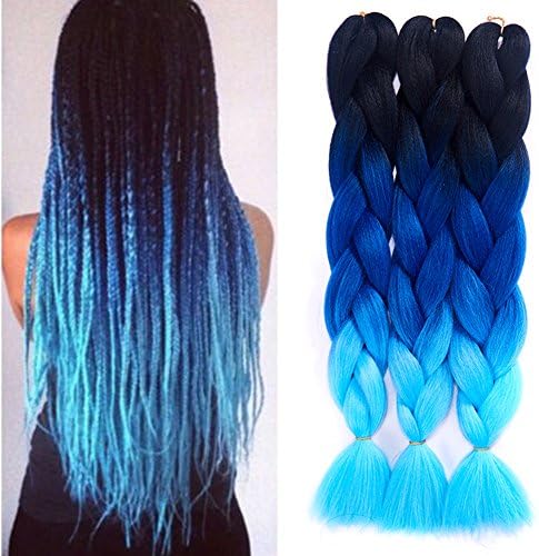 Amecire 24'' Ombre Braiding Hair Kanekalon Synthetic Hair Extensions Synthetic Fiber for Jumbo Braid Hair Bundles 5pcs/lot