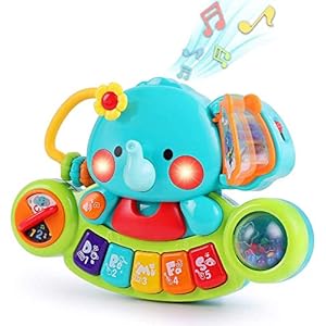 Baby Musical Elephant Toys, Toddlers Piano Keyboard Toy with Lights & Sound Music Activity Center Educational Learning…