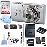 Canon PowerShot ELPH 180 Digital Camera (Silver) + 64 GB Memory Card + Point & Shoot Camera Case + USB Card Reader + LCD Scre
