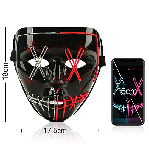 Koogel Halloween LED Mask, Light up Mask Cosplay LED Rave Face Mask for Men Women Kids , Halloween Festival Party