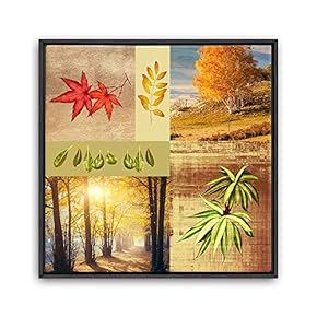 signwin Framed Canvas Wall Art Leaves, Birds, Abstracts...