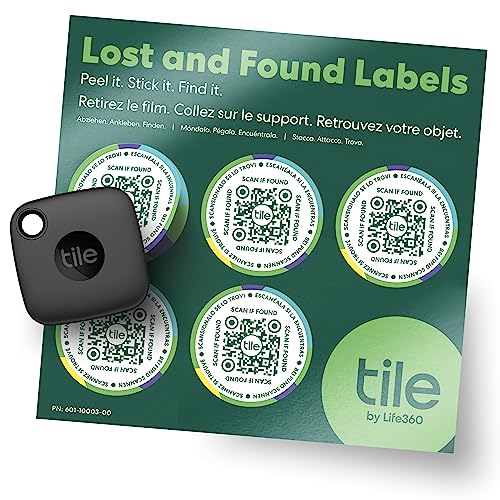 Tile Mate + Lost and Found Labels Bluetooth Tracker for Keys, Bags