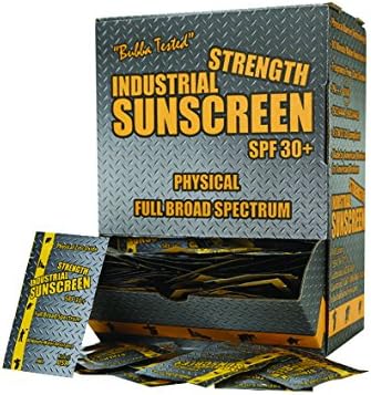 Industrial Sunscreen SPF30+ Broad Spectrum 80 Min. Water Resistance Zinc Oxide Formulation, Box of 100 4ML Foil Packs …