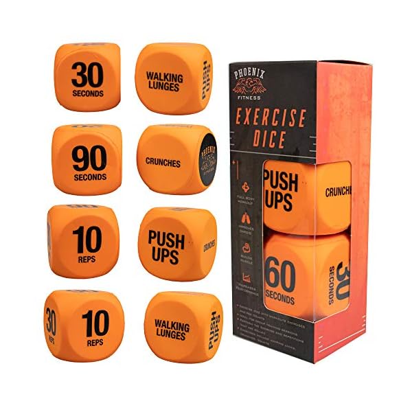 Phoenix-Fitness-RY1051-Exercise-Dice-Fitness-Workout-Routine-Dice-Orange Phoenix Fitness Exercise Dice - Workout Dice Game for Cardio, HIIT and Exercise Classes - Full Body Training Routine for…