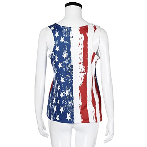 Limsea Hot Sale! Fashion Sexy Womens American Flag Print Sleeveless Tank Crop Tops Vest Blouse