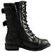 Forever Link Girls Mango 61K Lace Up Boots Combat Boots for Girls Zipper Boots Toddler Girl Shoes Black, 4 Big Kid