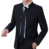 Men Casual Suit Blazer Jackets Stand Collar Business Sport Coats Jacket Slim Fit Button Solid Chinese Tunic Suits Prom