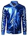JOGAL Men's Metallic Party Costume Varsity Bomber Jacket Medium Blue