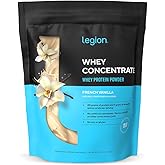 LEGION Whey Protein Powder - Naturally Flavored Whey Protein Concentrate with BCAAs - Supports Muscle Growth & Recovery, Gluten Free, No Added Sugar Protein Powder - Vanilla Flavor (30 Servings)