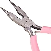 SUNNYCLUE 4.5 Inch Round Nose Pliers Wire Cutter 4-in-1 Mini Precision Pliers Wire Bending Side Cutter Tools for DIY Jewelry Making Pink