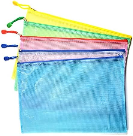 YYMIAO- Netting Surface A4 Document File Holder Zipper Bag Multicolor (10 pcs)