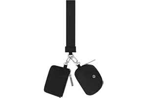 MAXTOP Wristlet Keychain Coin Purse for Women Mini Zip Around Dual Pouch Wristlet Portable Small Wallet Mini Women Coin Purse,Black