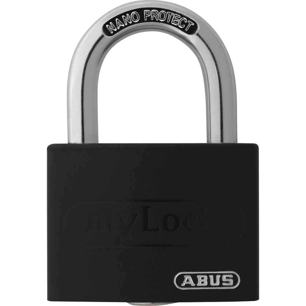 ABUS Padlock T65AL/40 myLOCK - Individually writable - Locker Lock - Solid Aluminium Lock Body - ABUS Security Level 5 - Black