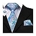 Hi-Tie Mens Stylish Blue Tie Handkerchief Cufflinks set Woven Silk